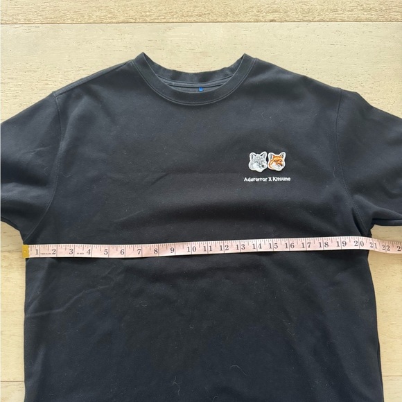 Maison Kitsune x Ader Error Doible Fox Tee size A2 M Black crew SS21 heavy knit - Picture 9 of 10